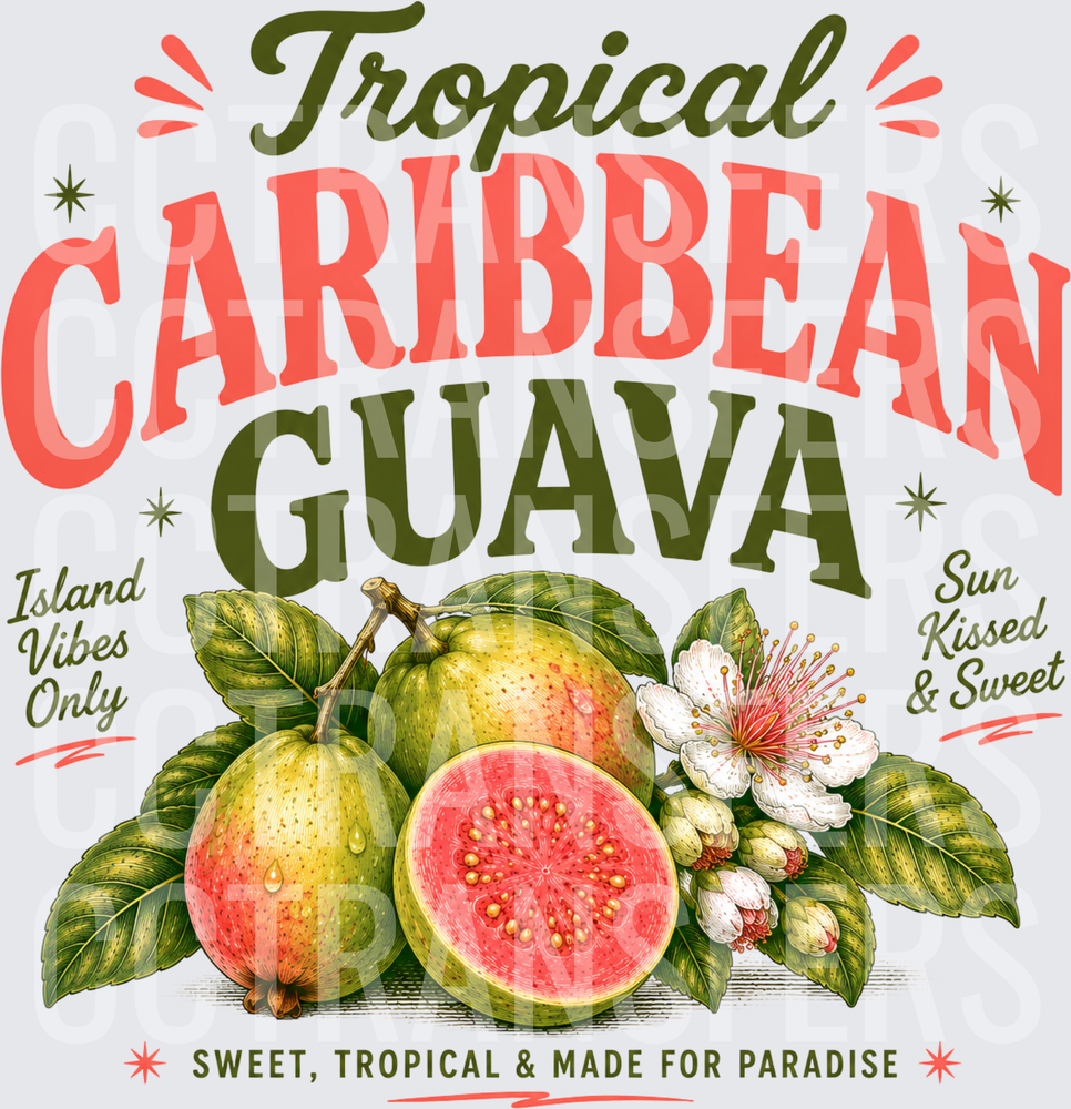 Tropical Caribbean Guava Island Vibes Fruit Design (DTF)