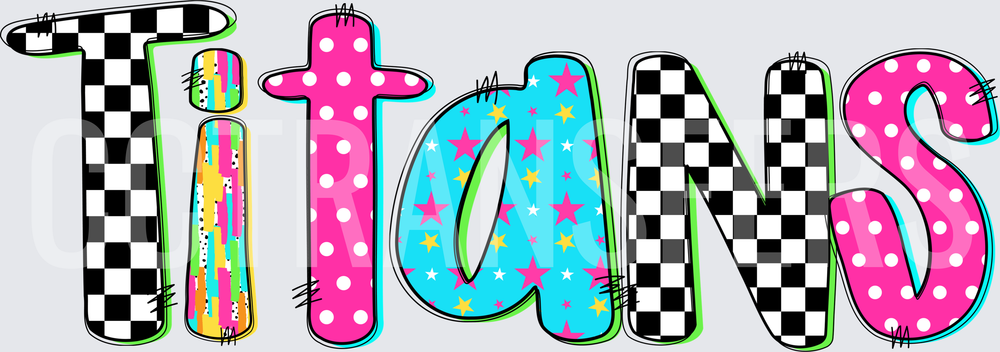 Titans Bold Funky Mixed Pattern Lettering DTF
