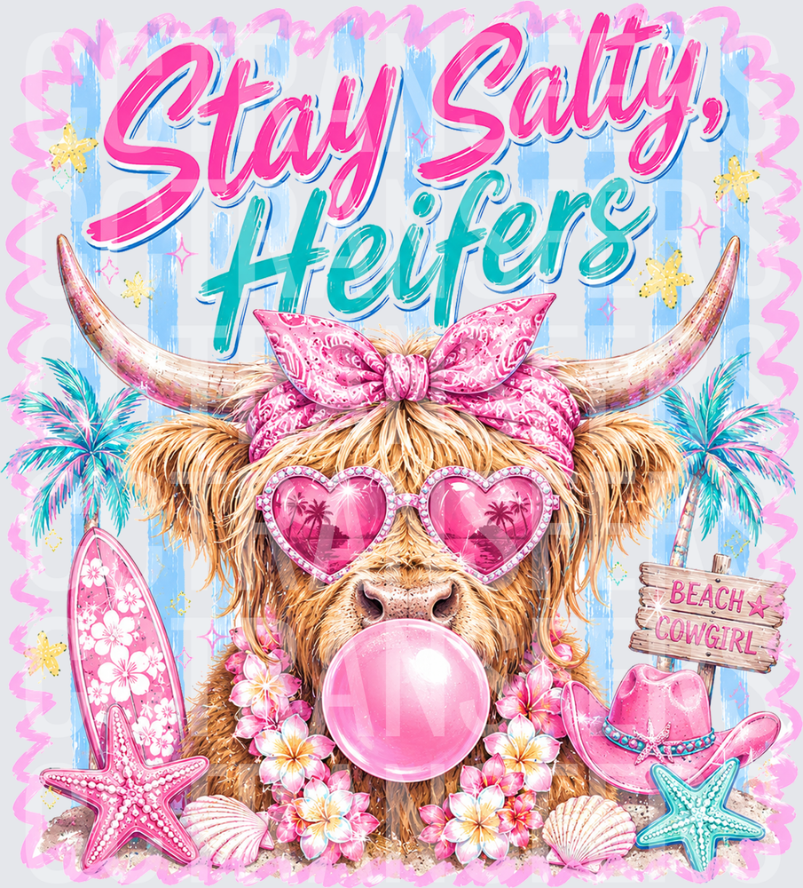 Stay Salty Heifers Beach Cowgirl Highland Cow (DTF)