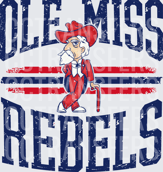 Ole Miss Rebels Colonel Reb Mascot Distressed (DTF)