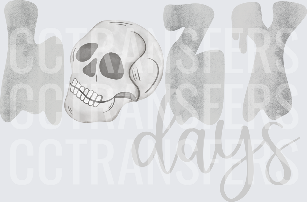Hazy Days Skull Watercolor Halloween Typography (DTF)