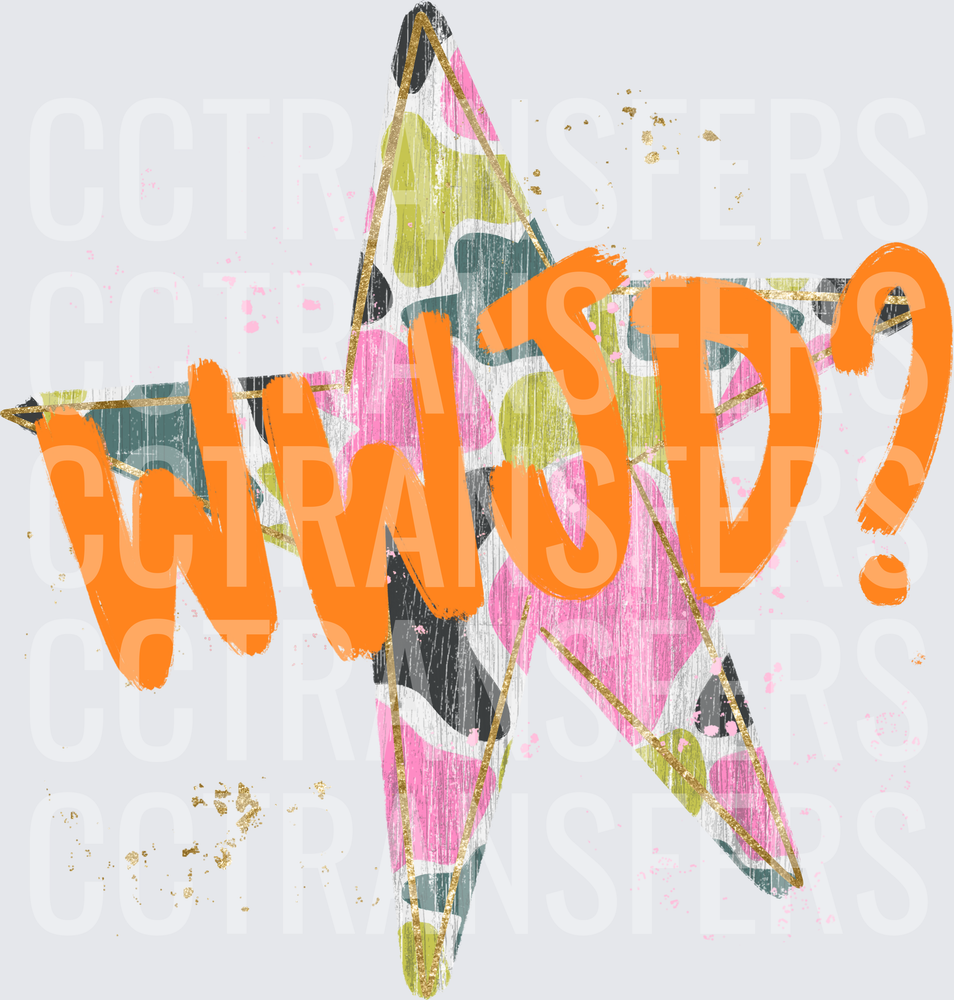WWJD? Colorful Patterned Star with Gold Accents (DTF)