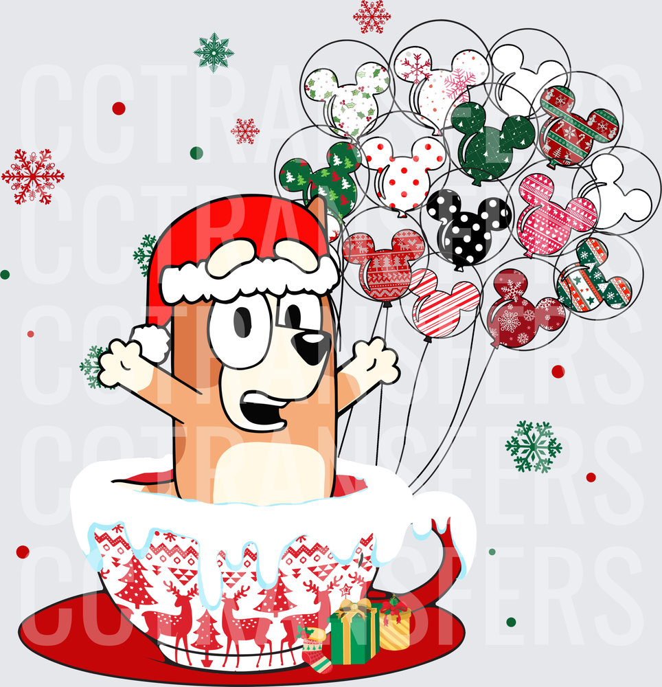 Cartoon Dog Santa Hat Mickey Balloon Bundle Christmas (DTF)
