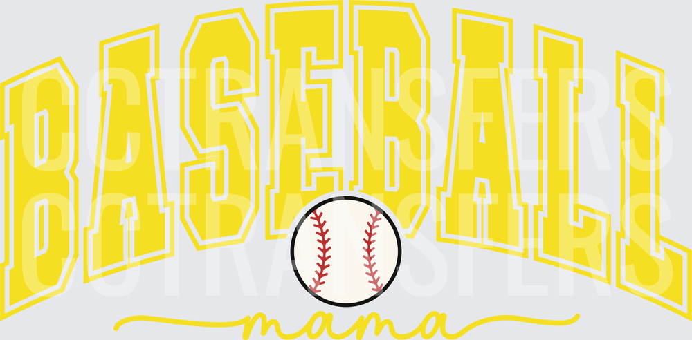 Baseball Mama Arched Varsity Letters with Ball (DTF)