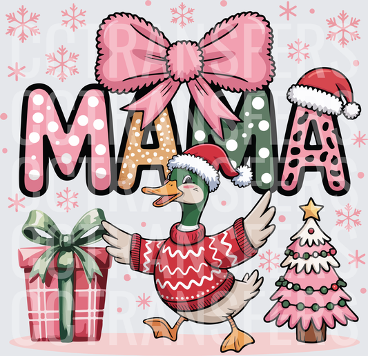 Mama Duck Santa Sweater Christmas Pink Coquette (DTF)