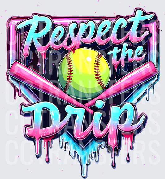 Respect the Drip Softball Crossed Bats Drip Graffiti (DTF)