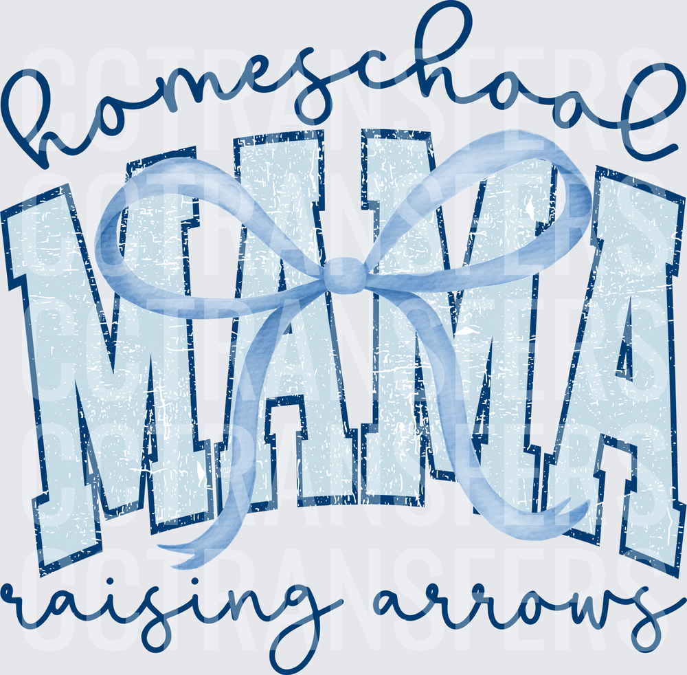 Homeschool Mama Raising Arrows Blue Bow Distressed (DTF)