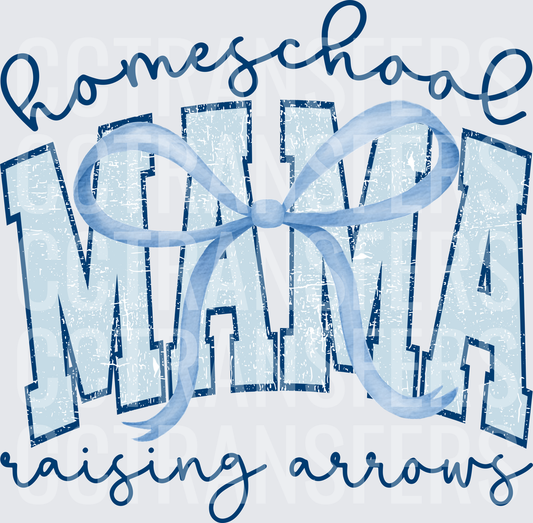 Homeschool Mama Raising Arrows Blue Bow Distressed (DTF)