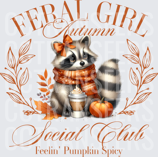 Feral Girl Autumn Social Club Raccoon Pumpkin Spicy (DTF)
