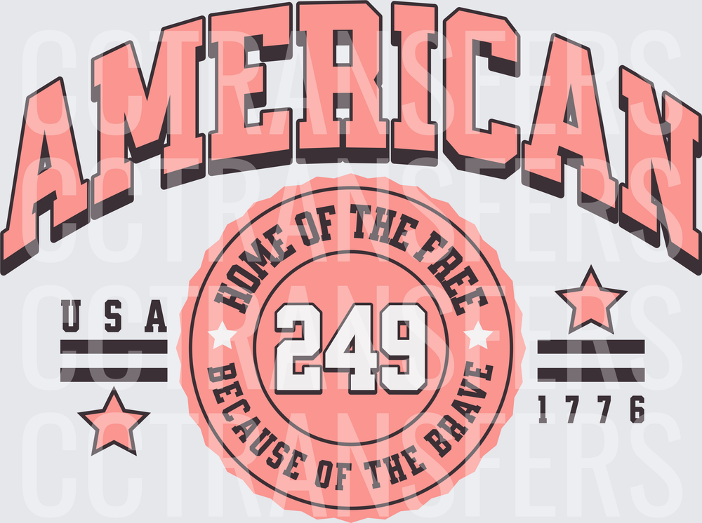 American Home of the Free Because of the Brave 249 1776 (DTF)