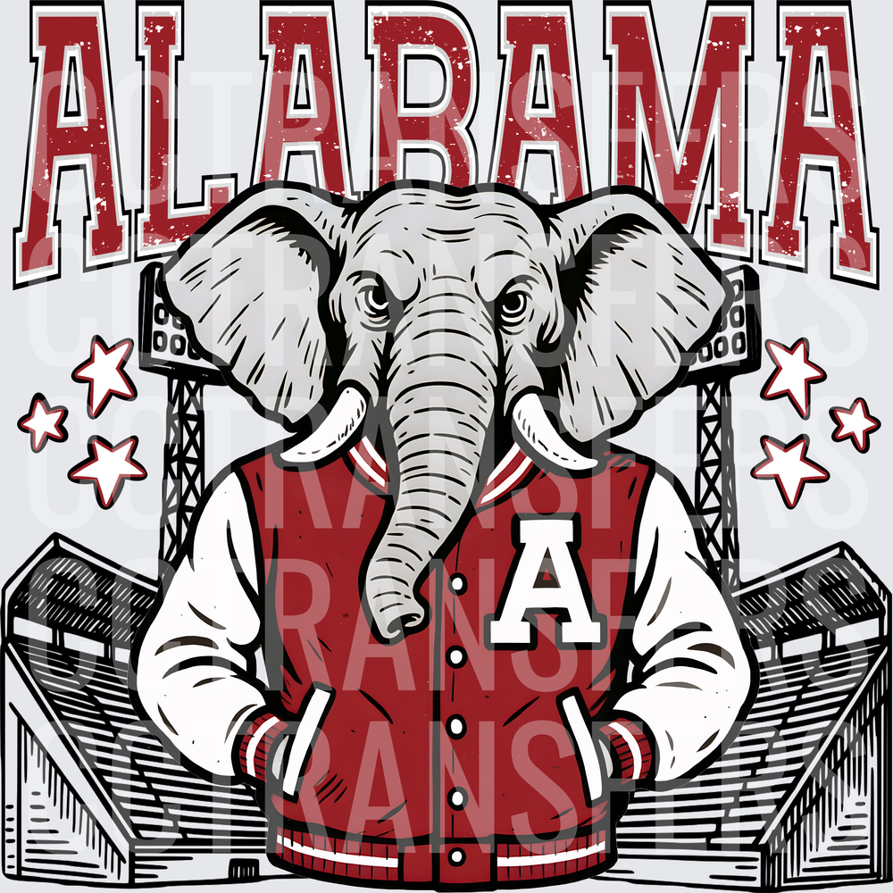 Alabama Elephant Varsity Jacket Stadium Stars (DTF)