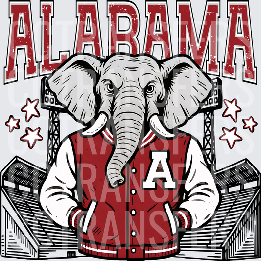 Alabama Elephant Varsity Jacket Stadium Stars (DTF)