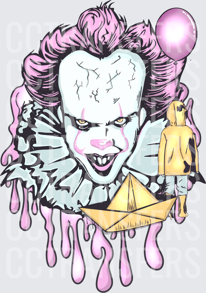 Pennywise Drip with Georgie Paper Boat Pink Balloon (DTF)