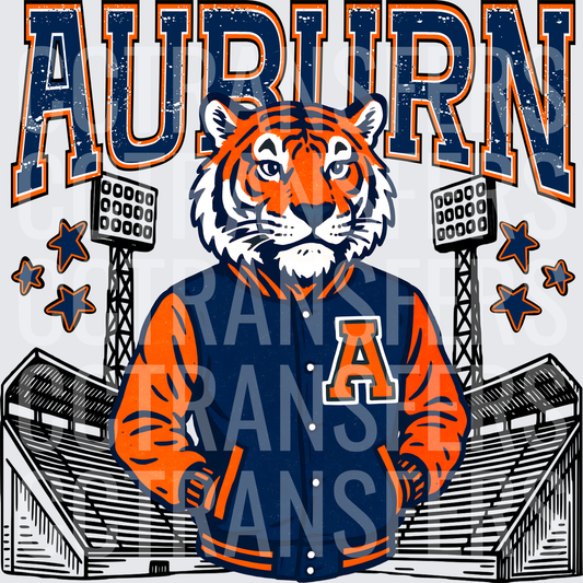 Auburn Mascot Varsity Jacket Stadium Stars (DTF)