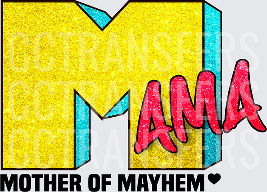 Glitter M Logo Mama Mother Of Mayhem (DTF)