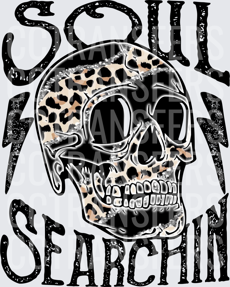 Soul Searchin Leopard Print Skull Lightning Bolts (DTF)