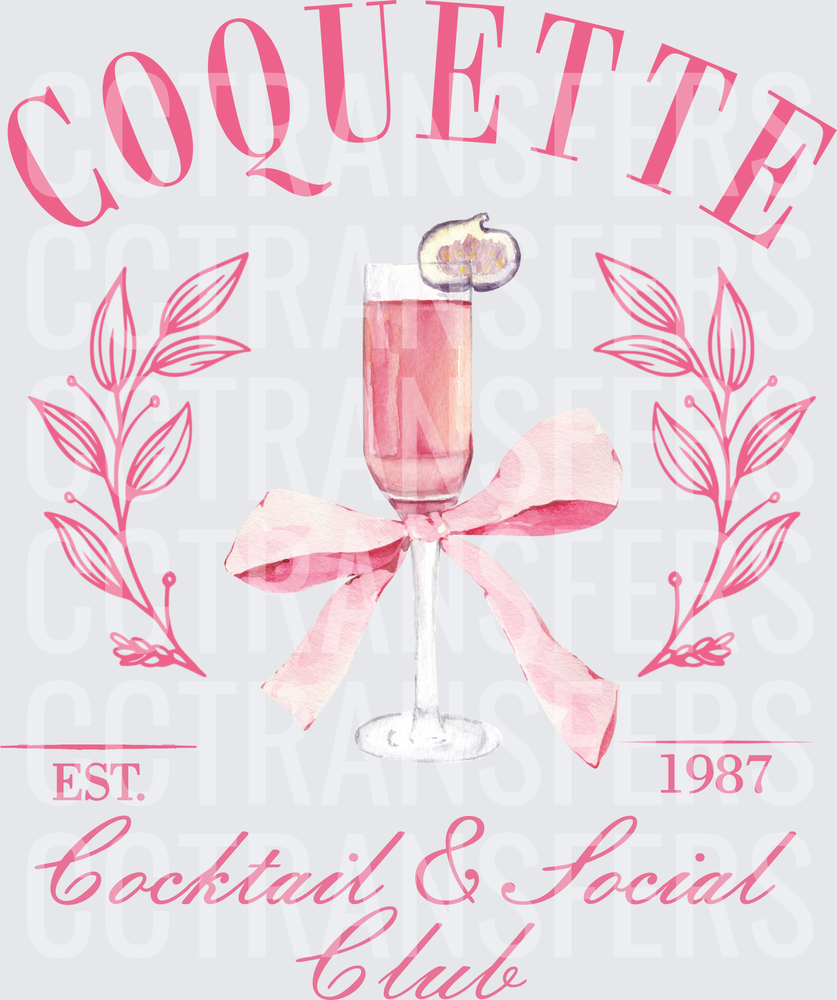 Coquette Cocktail & Social Club Est. 1987 Pink Bow Champagne (DTF)