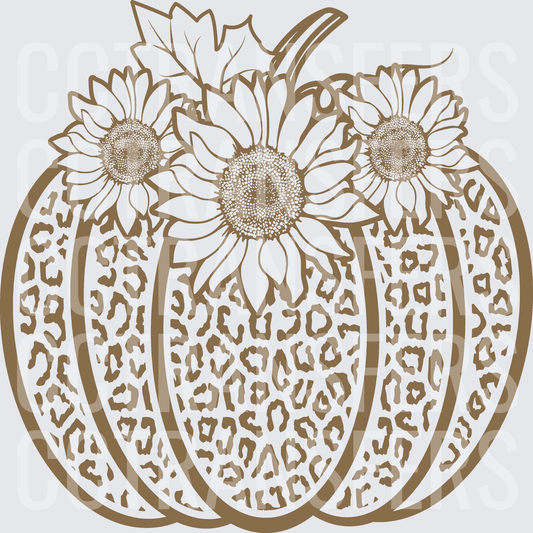 Leopard Print Pumpkin with Sunflowers Fall Harvest (DTF)