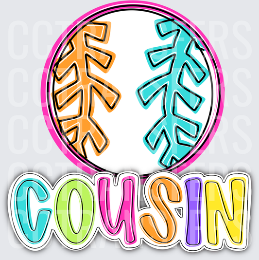 Colorful Baseball Seams Circle Cousin (DTF)