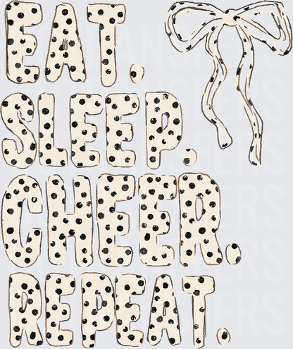Eat Sleep Cheer Repeat Polka Dot Bow Lettering (DTF)