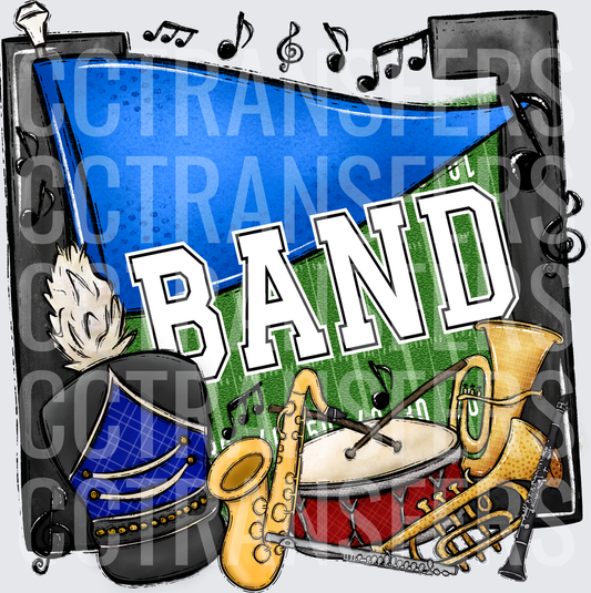 Marching Band Pennant Flag with Instruments BAND (DTF)