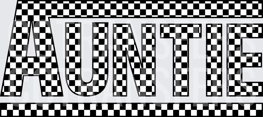 Auntie Bold Checkered Black White Block Letters (DTF)