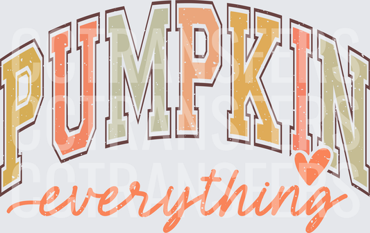 Pumpkin Everything Varsity Arch Fall Script Heart (DTF)