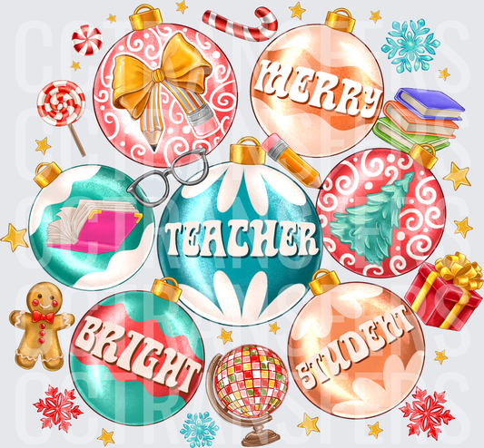 Merry Teacher Bright Student Christmas Ornaments (DTF)