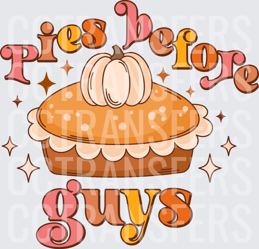 Pies Before Guys Retro Pumpkin Pie Groovy Fall (DTF)