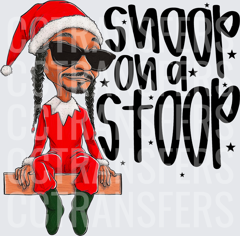 Snoop On A Stoop Christmas Elf Caricature (DTF)