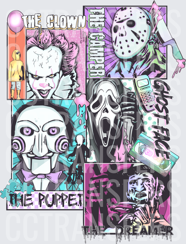 Horror Icons Clown Camper Ghost Face Puppet Dreamer (DTF)