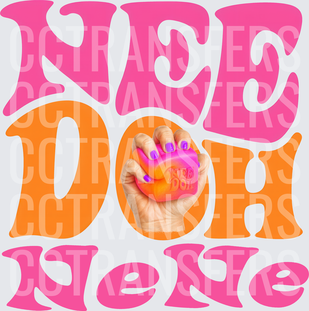 Nee Doh NeNe Groovy Retro Stress Ball Hand Pink Orange (DTF)
