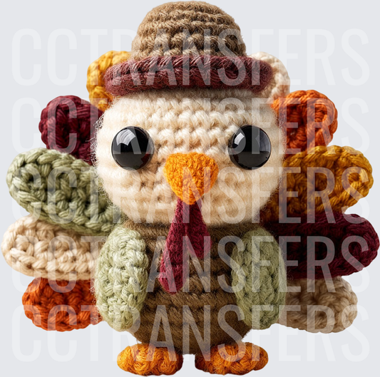 Cute Crochet Amigurumi Thanksgiving Turkey with Hat (DTF)