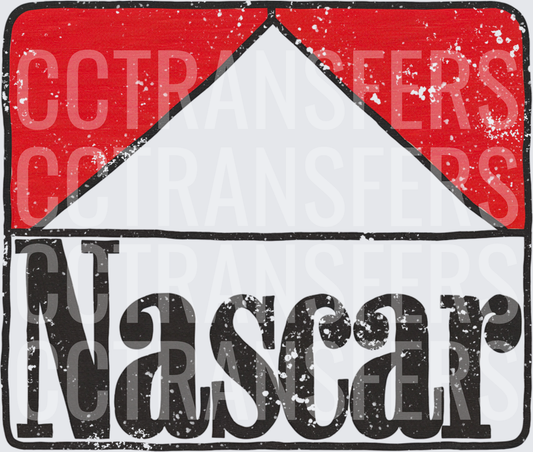 Nascar Red Roof Racing Logo Grunge Distressed Design (DTF)