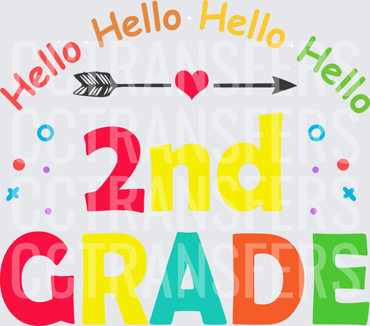 Hello Hello 2nd Grade Colorful Arrow Heart (DTF)