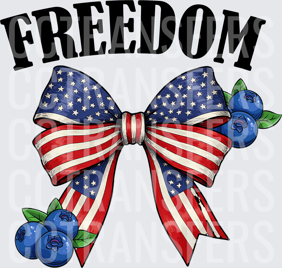 Freedom American Flag Bow with Blueberries (DTF)