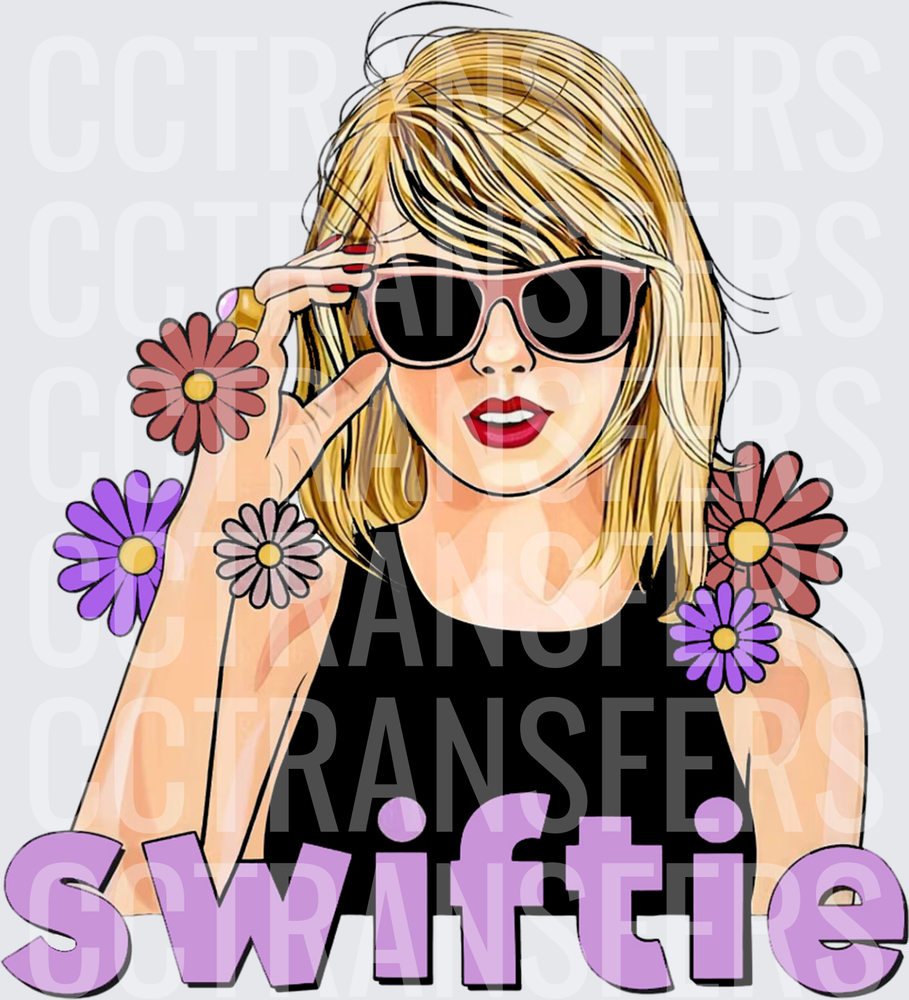 Swiftie Blonde Woman Sunglasses Floral Fan Art (DTF)