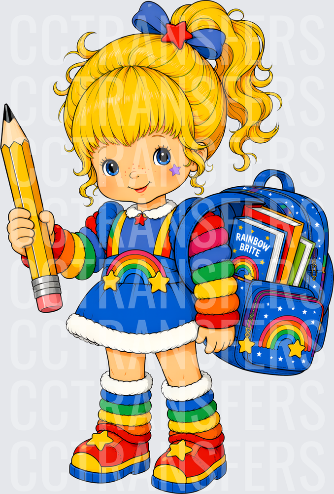Rainbow Girl Back To School Pencil & Backpack (DTF)