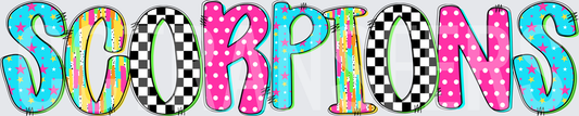 Scorpions Bold Mixed Pattern Funky Lettering DTF