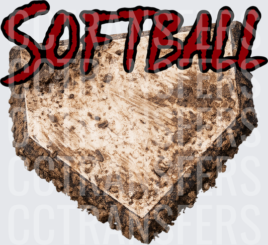 Softball Dirt-Covered Home Plate Bold Text (DTF)