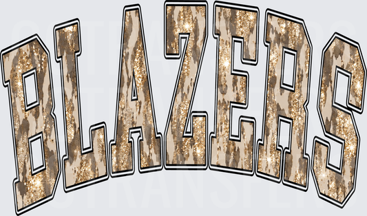 Blazers Arched Varsity Glitter Cowhide Letters (DTF)