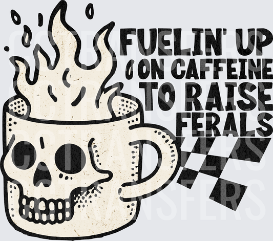 Fuelin' Up On Caffeine To Raise Ferals Skull Mug (DTF)
