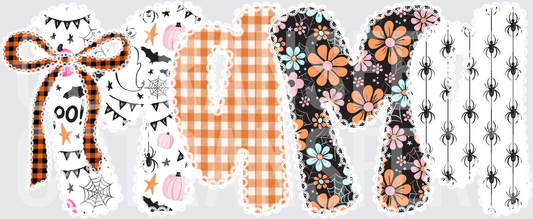Halloween MOM Floral Plaid Bow Spider (DTF)