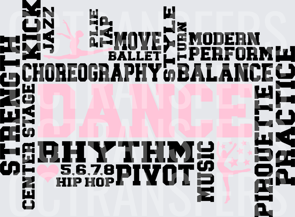 Dance Word Cloud Ballet Jazz Hip Hop Rhythm Choreography (DTF)
