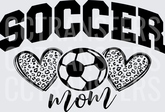 Soccer Mom Leopard Heart Ball Design (DTF)