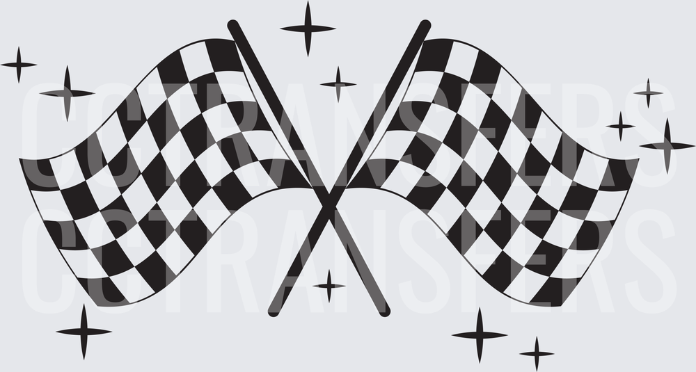 Crossed Racing Checkered Flags with Sparkles (DTF)