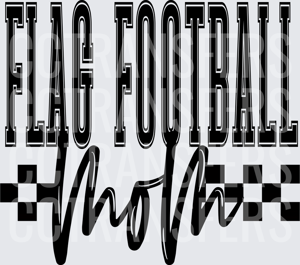 Flag Football Mom Checkered Script Bold Design (DTF)