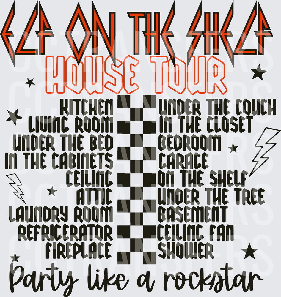 Elf House Tour Party Like A Rockstar Rock Band Style (DTF)