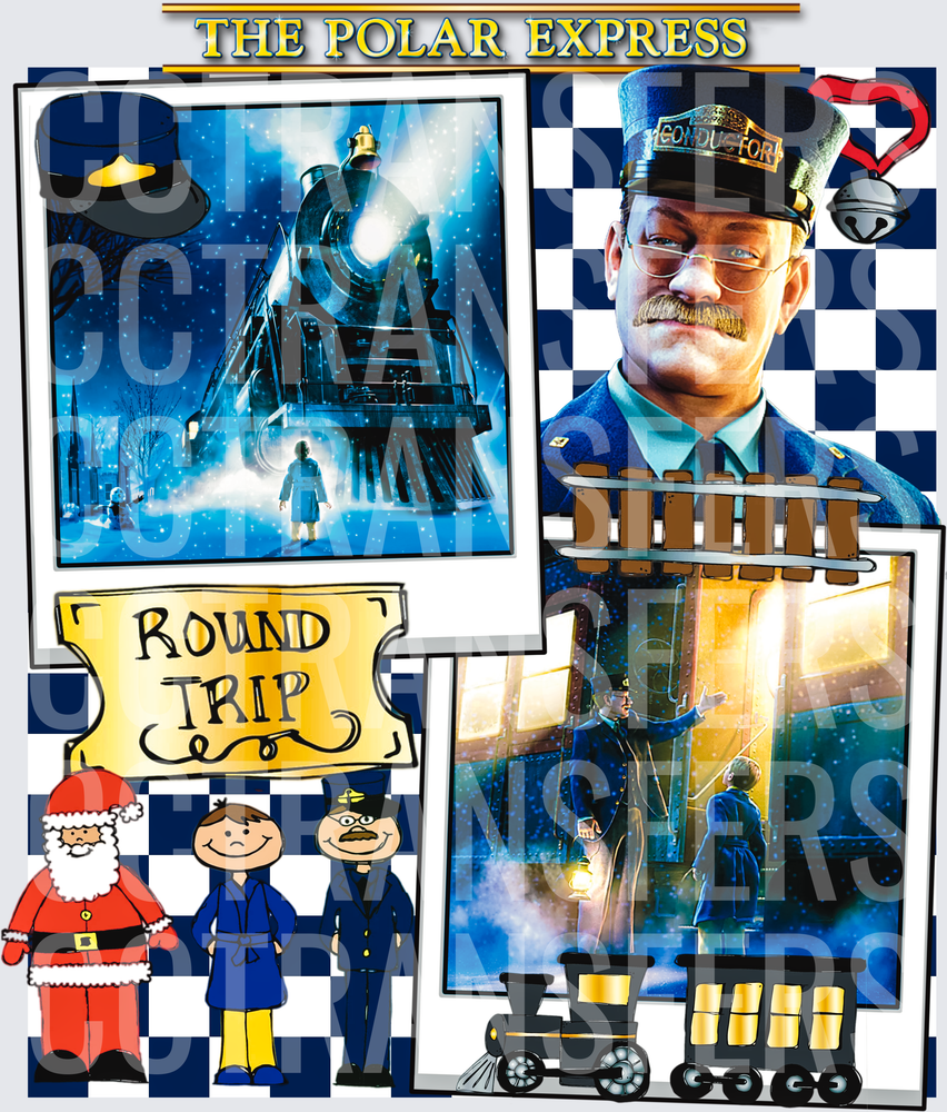 Round Trip Christmas Train Conductor Collage (DTF)