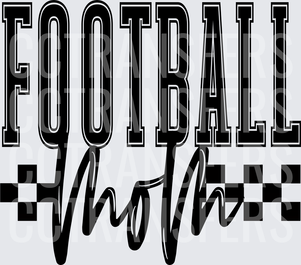 Football Mom Varsity Lettering Checkered Script Design (DTF)